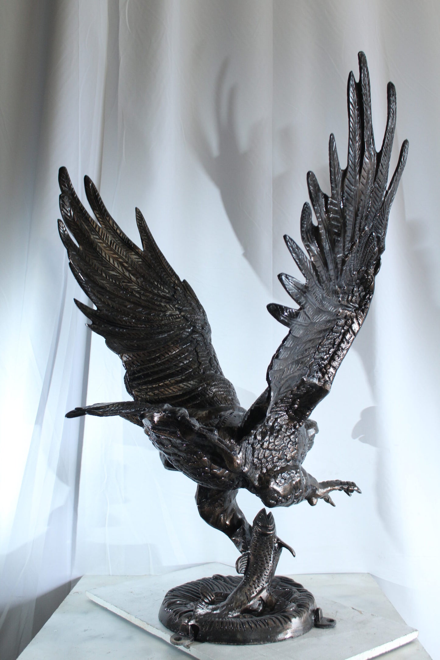 Large Aluminum Eagle Statue with Wings Spread in Flight 40" x 35" x 51"H