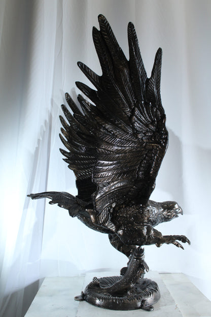 Large Aluminum Eagle Statue with Wings Spread in Flight 40" x 35" x 51"H