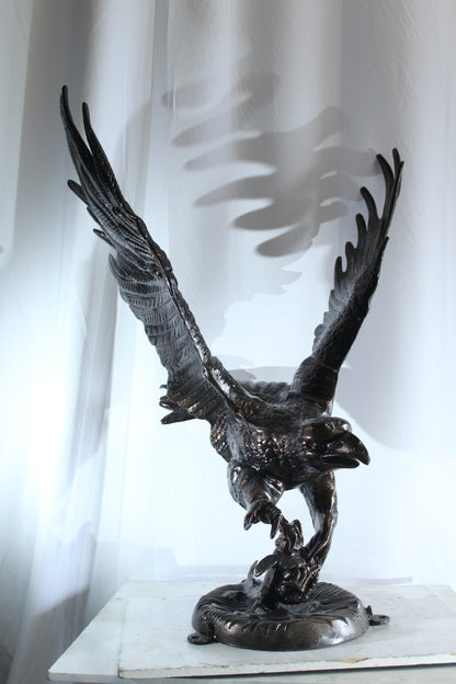 Large Aluminum Eagle Statue with Wings Spread in Flight 40" x 35" x 51"H