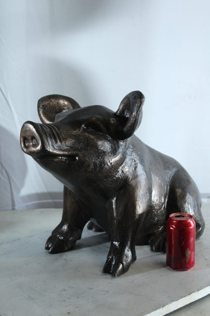 Playful Pig Sitting Statue Aluminum Animal Décor 42" x 14" x 15"H