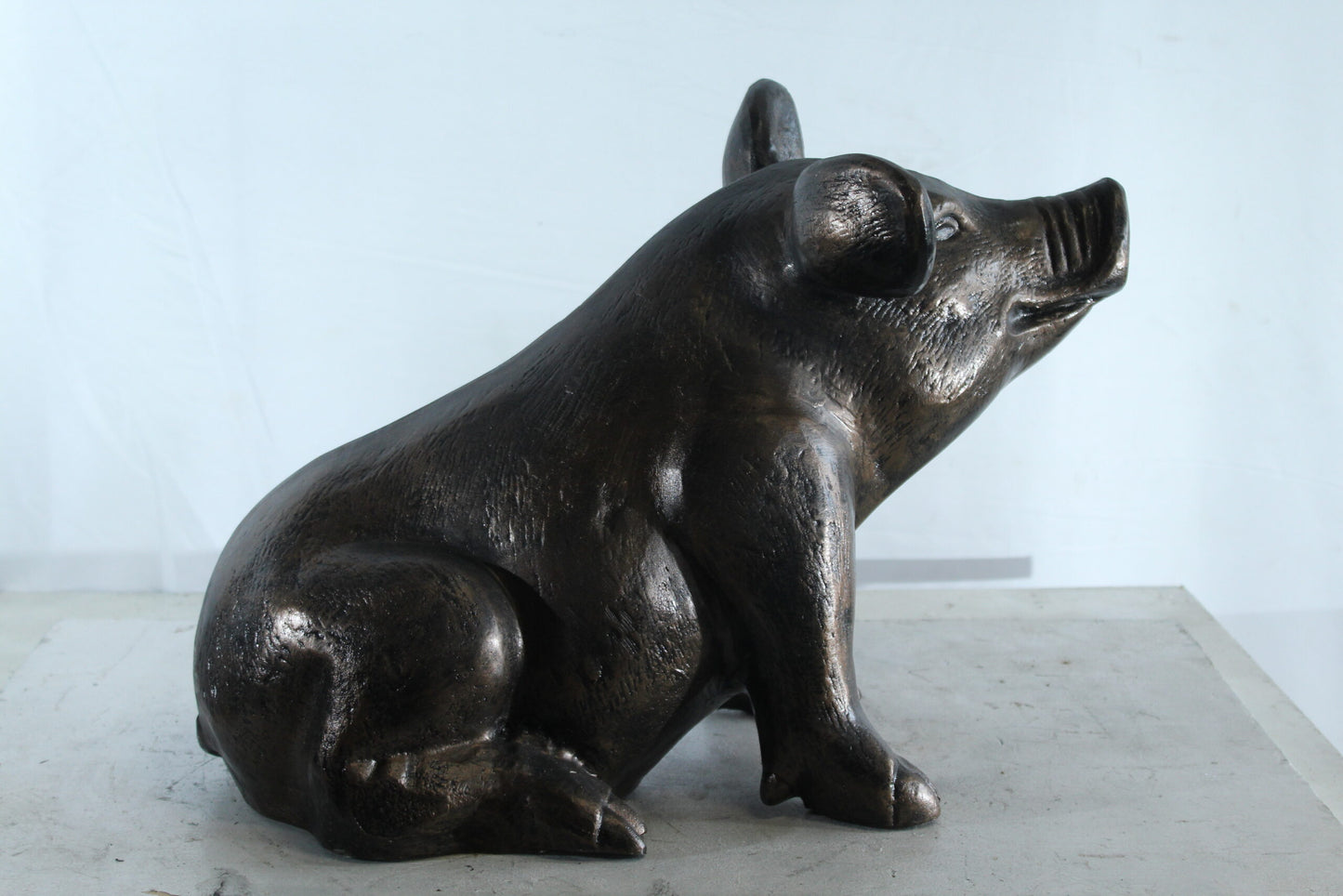 Playful Pig Sitting Statue Aluminum Animal Décor 42" x 14" x 15"H