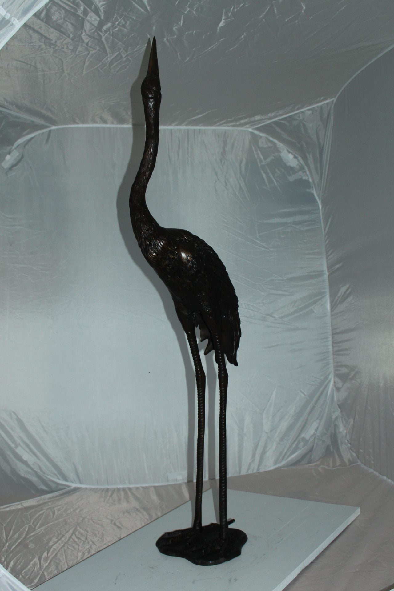 Crane head up fountain Bronze Statue -  Size: 13"L x 9.5"W x 52"H. 