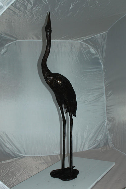 Crane head up fountain Bronze Statue -  Size: 13"L x 9.5"W x 52"H. 