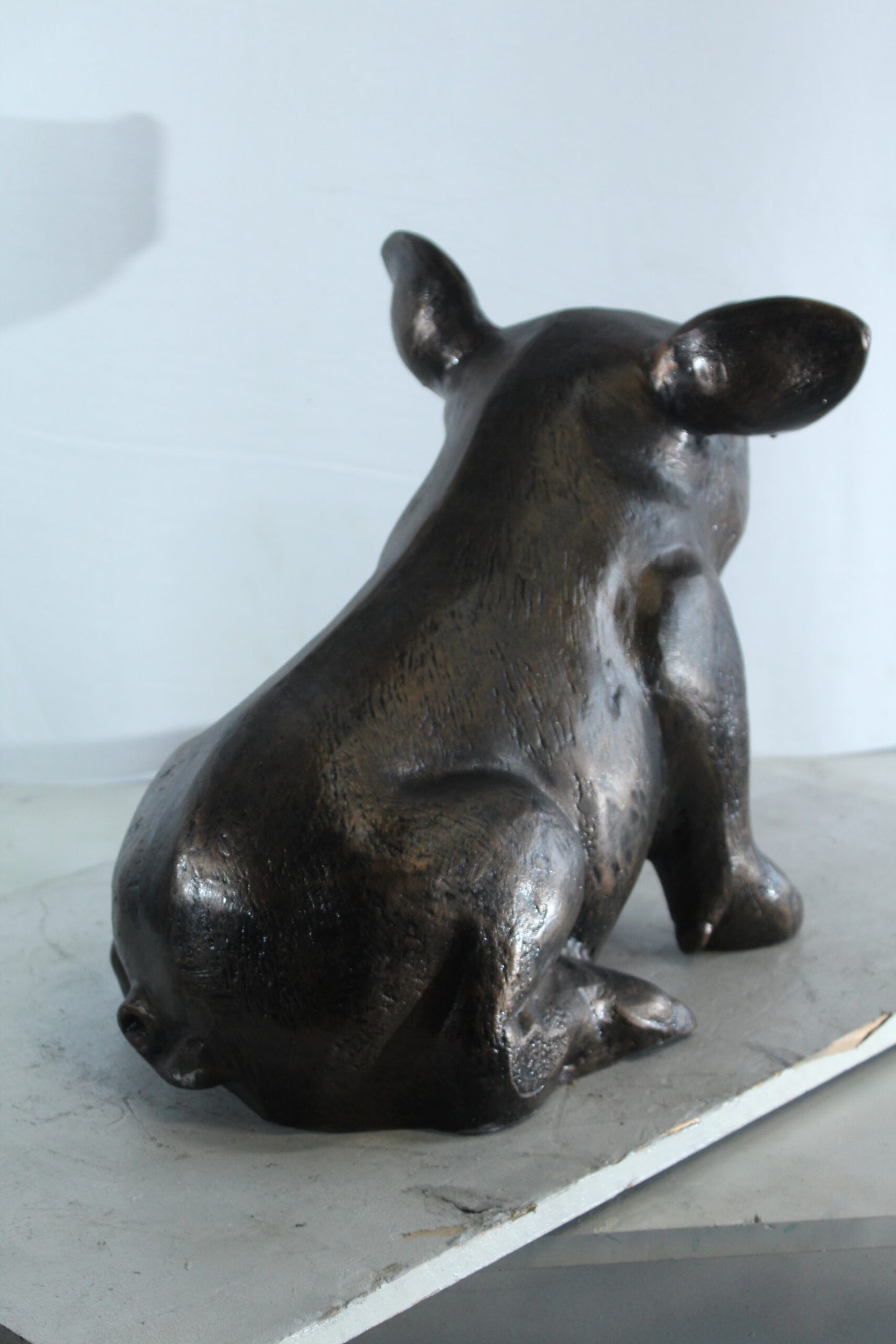 Playful Pig Sitting Statue Aluminum Animal Décor 42" x 14" x 15"H