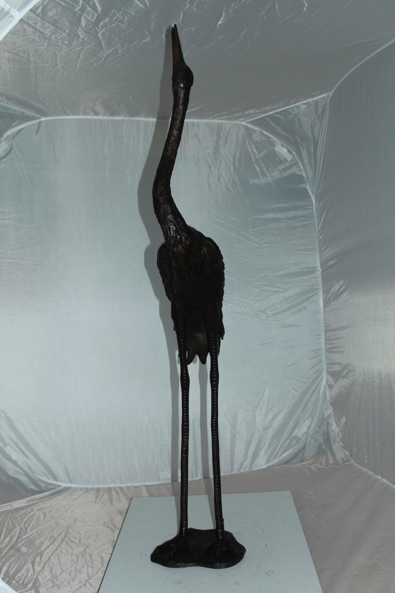 Crane head up fountain Bronze Statue -  Size: 13"L x 9.5"W x 52"H. 