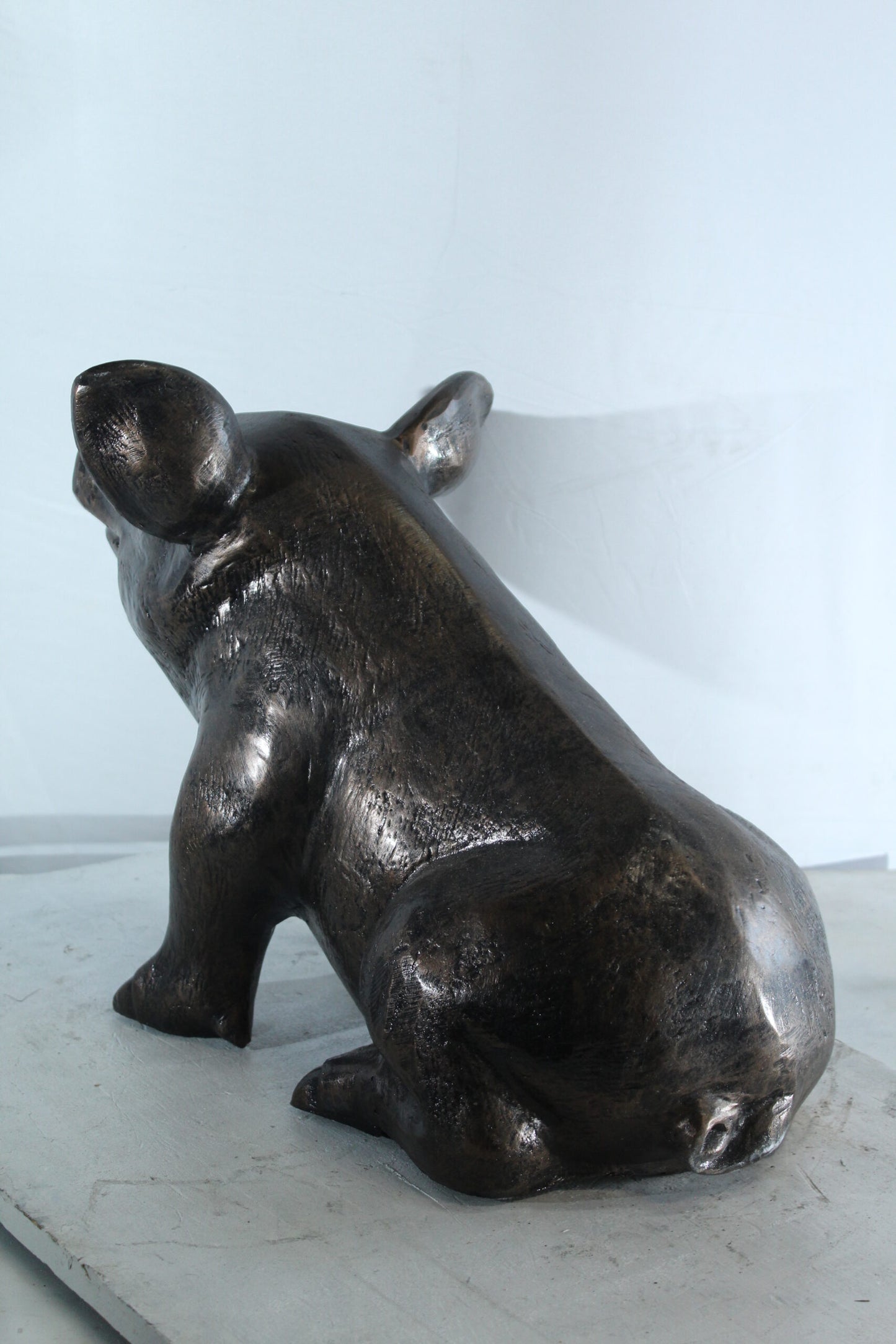 Playful Pig Sitting Statue Aluminum Animal Décor 42" x 14" x 15"H