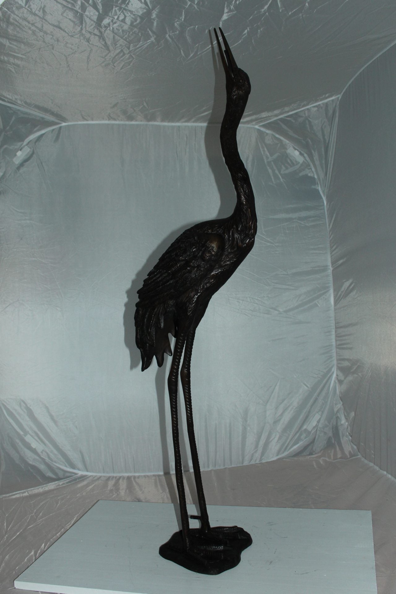 Crane head up fountain Bronze Statue -  Size: 13"L x 9.5"W x 52"H. 