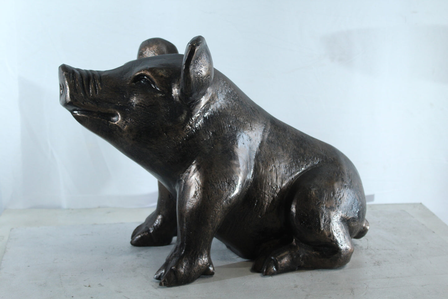 Playful Pig Sitting Statue Aluminum Animal Décor 42" x 14" x 15"H