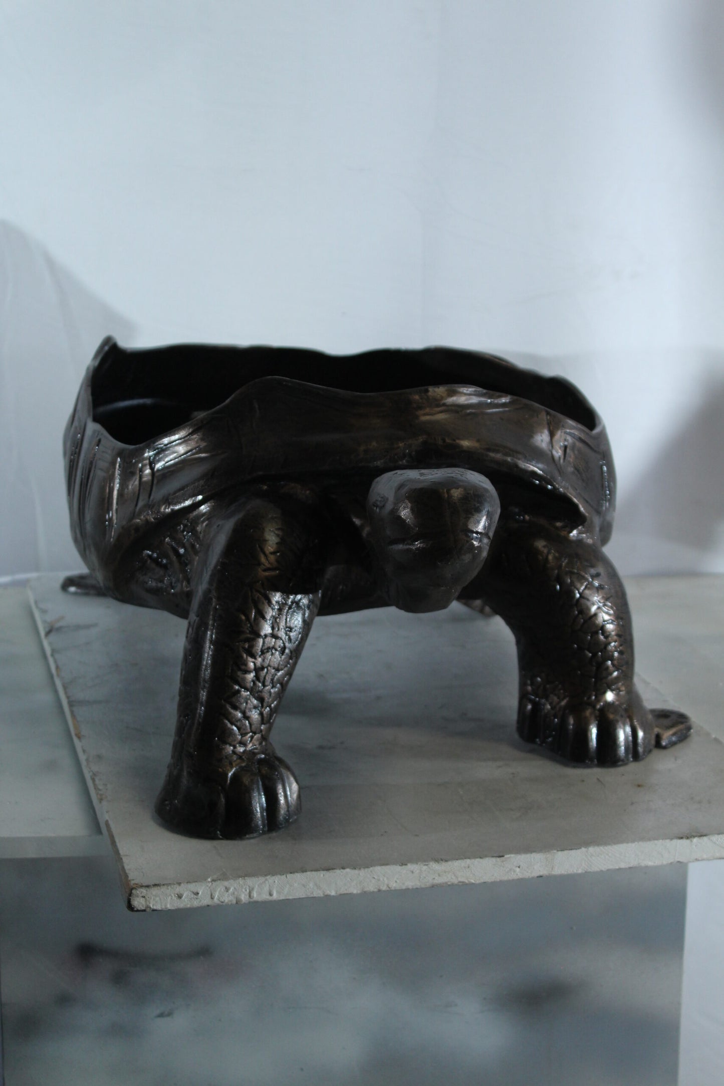 Large Turtle Planter Aluminum Statue with Textured Finish 35" x 19" x 12"H