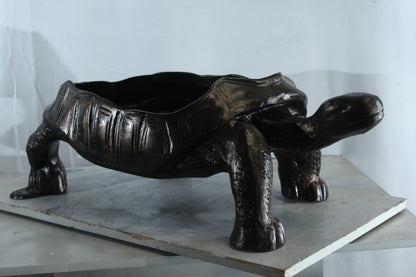 Large Turtle Planter Aluminum Statue with Textured Finish 35" x 19" x 12"H