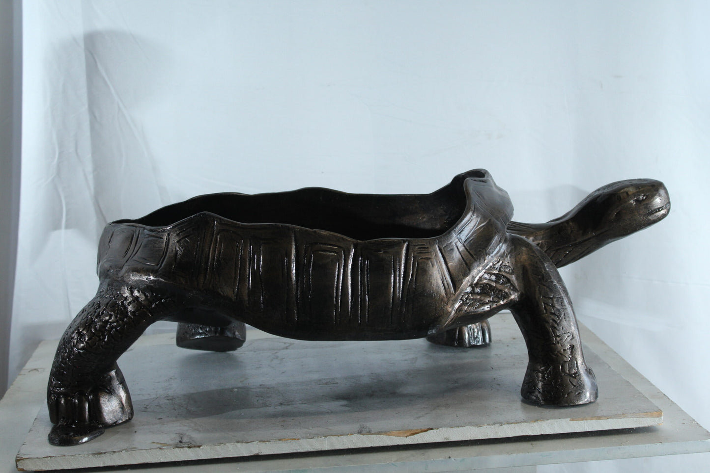 Large Turtle Planter Aluminum Statue with Textured Finish 35" x 19" x 12"H