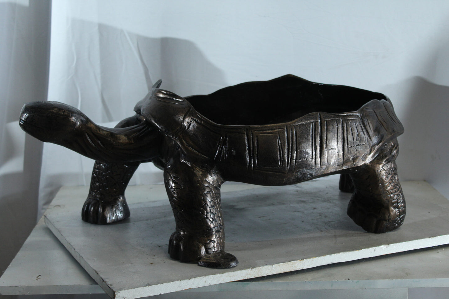 Large Turtle Planter Aluminum Statue with Textured Finish 35" x 19" x 12"H