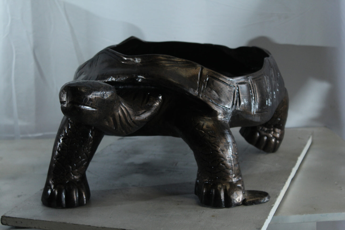 Large Turtle Planter Aluminum Statue with Textured Finish 35" x 19" x 12"H