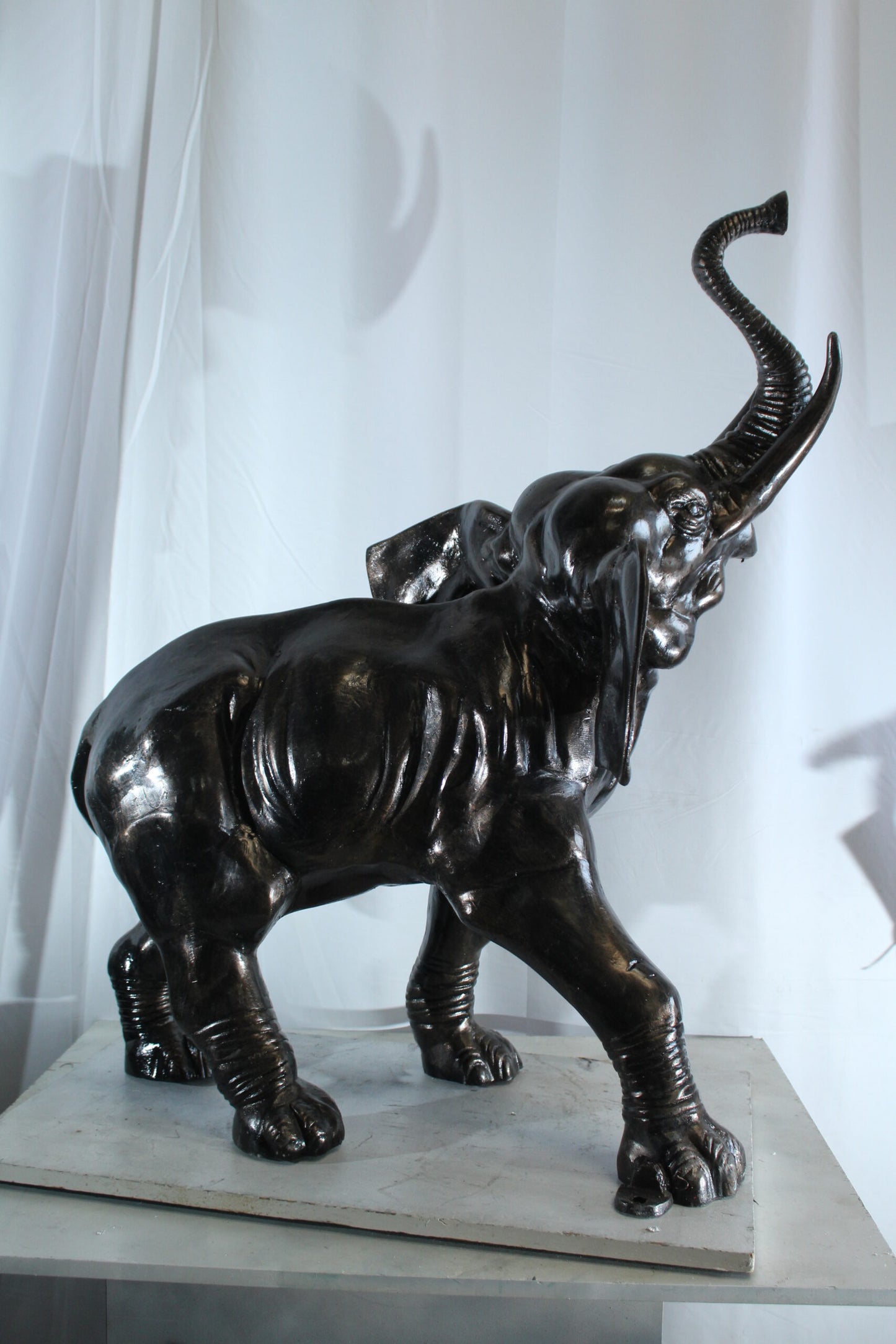 Majestic Aluminum Elephant Statue with Raised Trunk 33" x 25" x 44"H