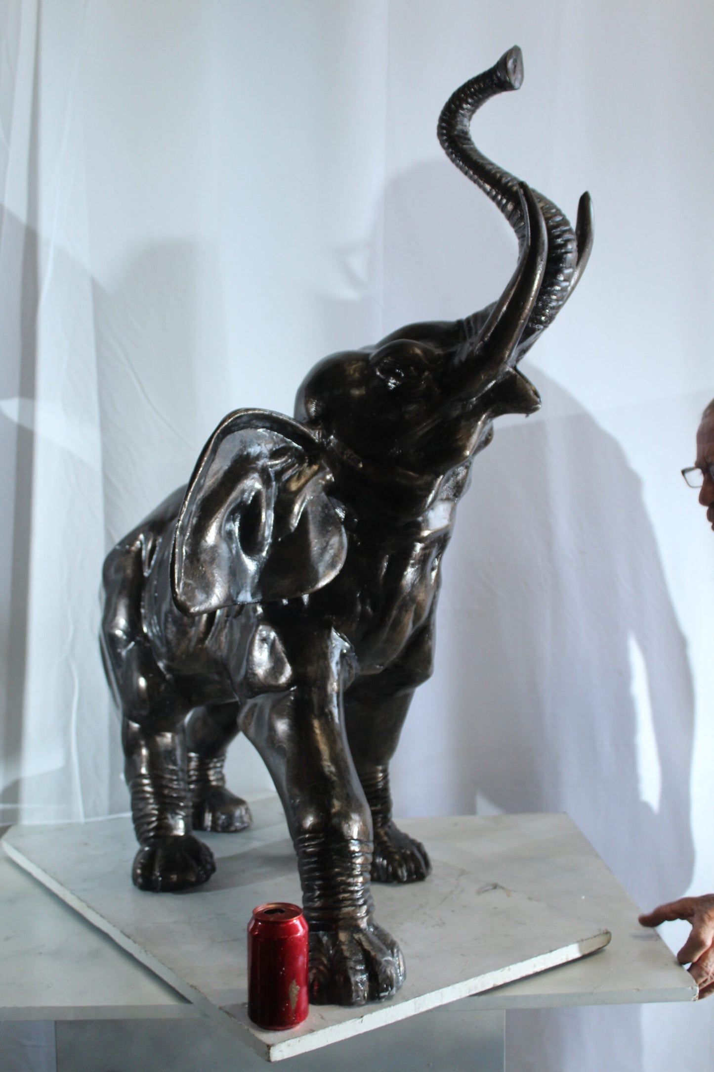 Majestic Aluminum Elephant Statue with Raised Trunk 33" x 25" x 44"H