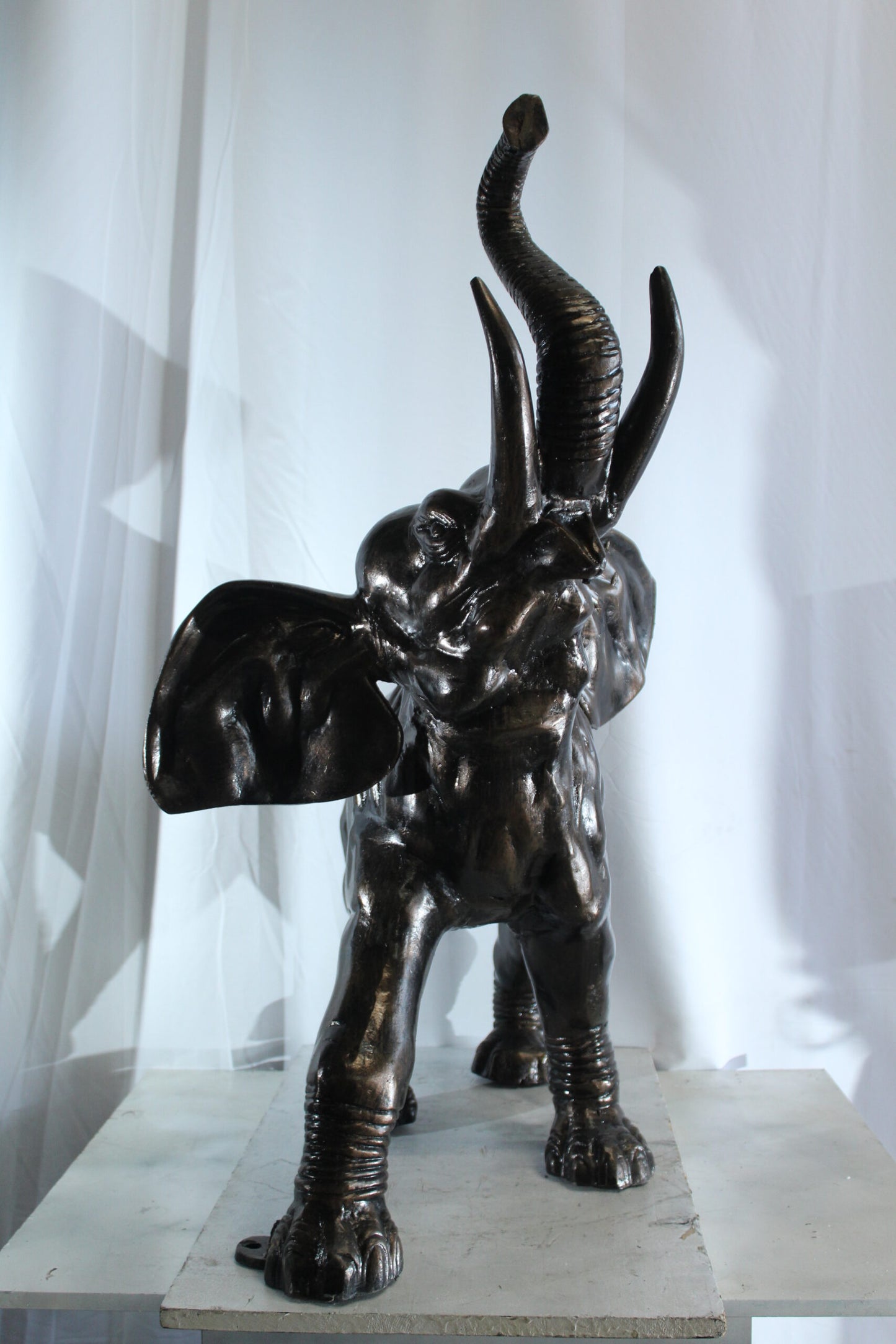 Majestic Aluminum Elephant Statue with Raised Trunk 33" x 25" x 44"H