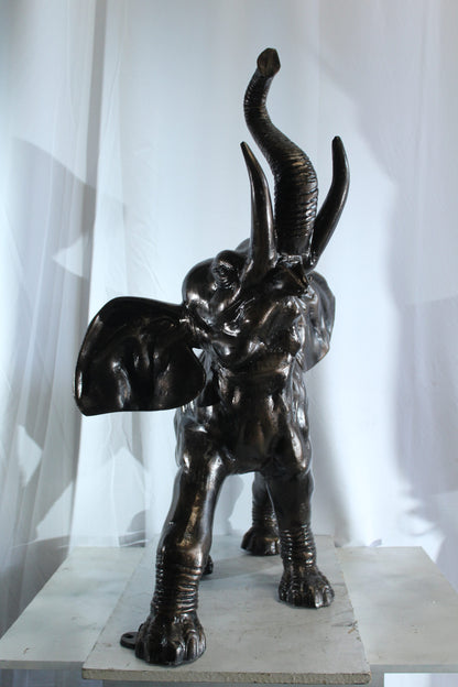 Majestic Aluminum Elephant Statue with Raised Trunk 33" x 25" x 44"H