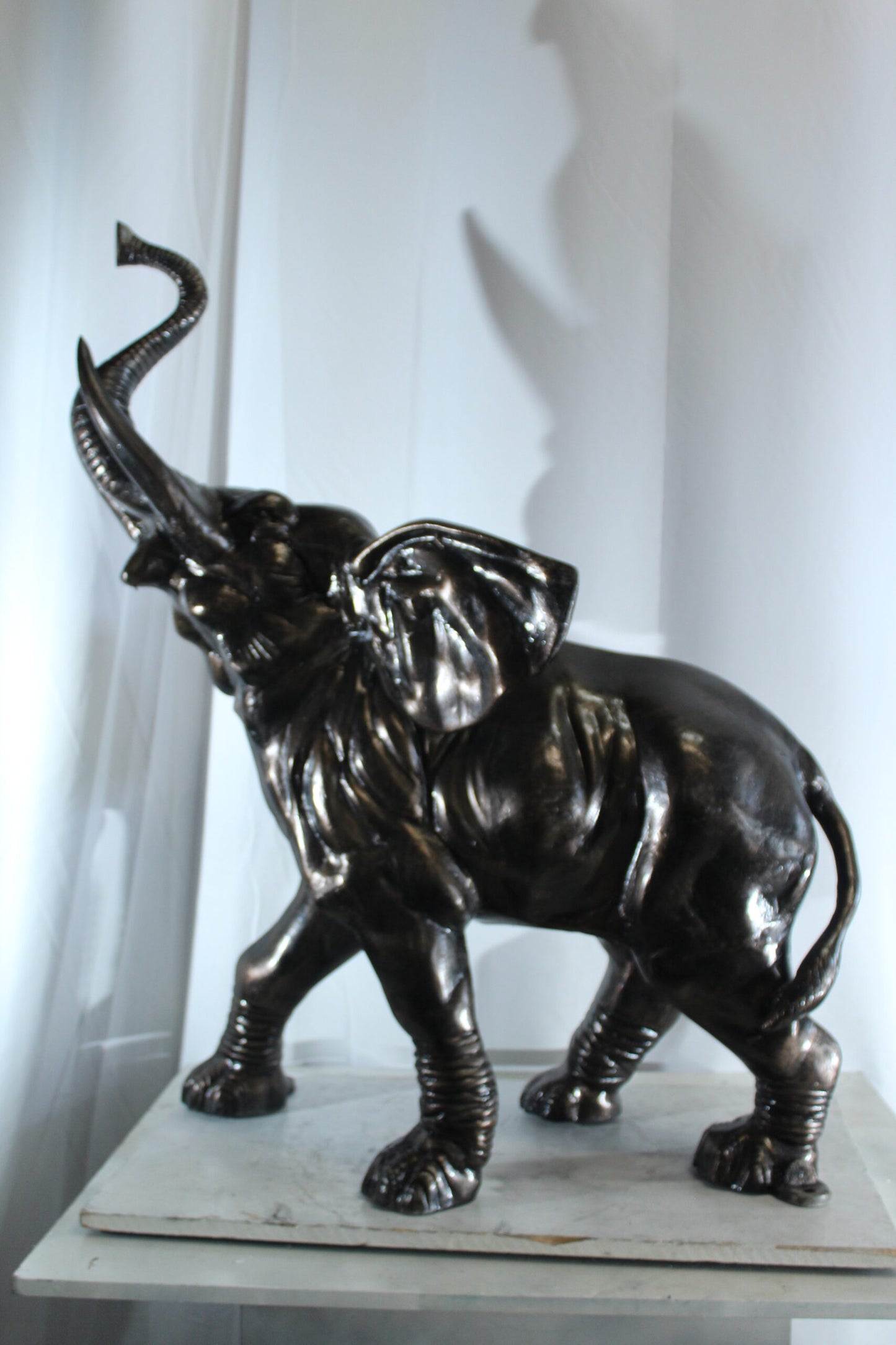 Majestic Aluminum Elephant Statue with Raised Trunk 33" x 25" x 44"H