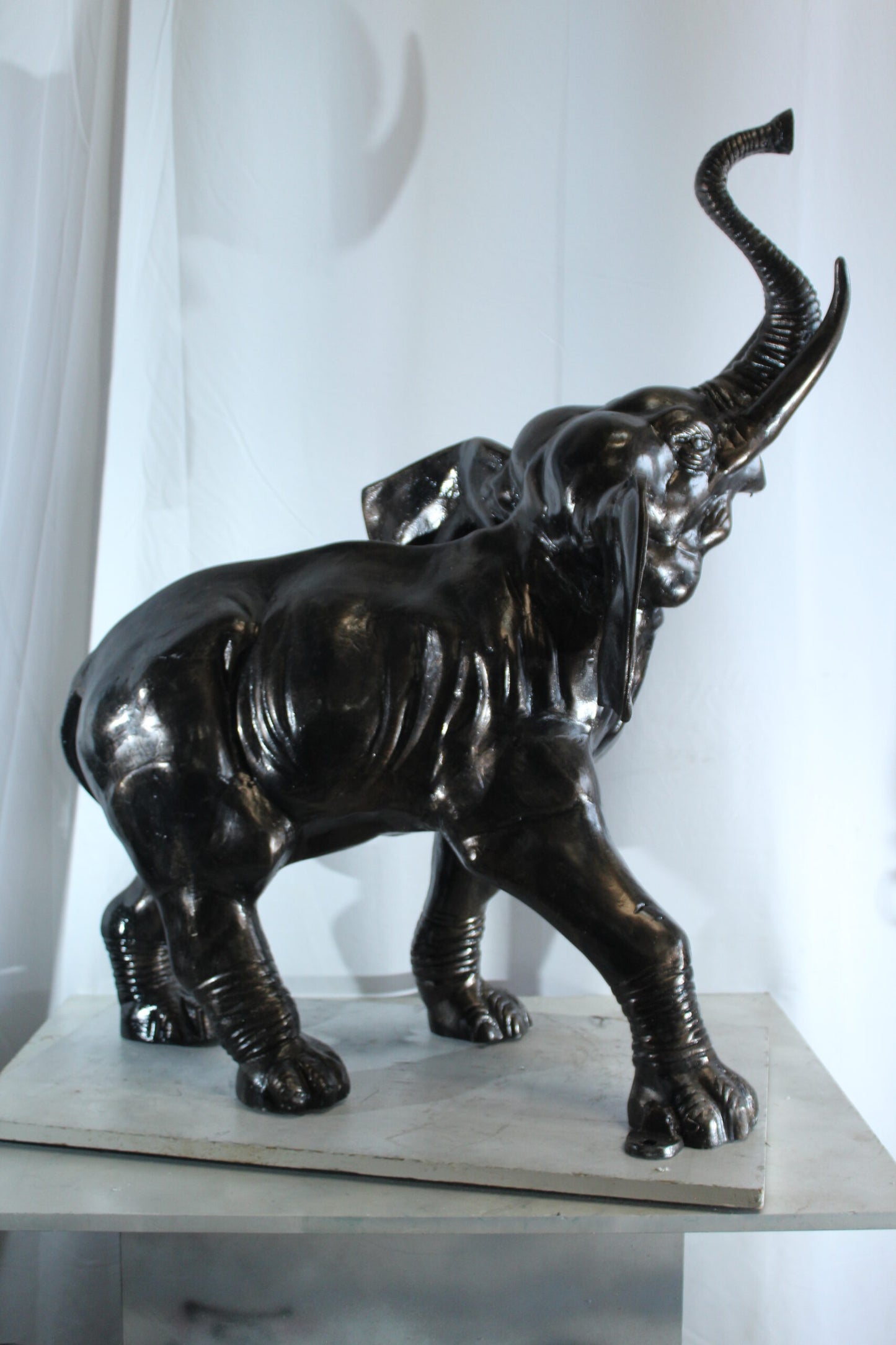 Majestic Aluminum Elephant Statue with Raised Trunk 33" x 25" x 44"H