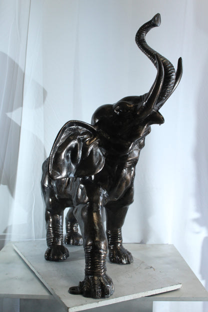 Majestic Aluminum Elephant Statue with Raised Trunk 33" x 25" x 44"H