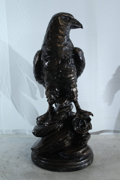Aluminum Eagle Statue on Tree Stump with Natural Finish 20" x 12" x 14"H