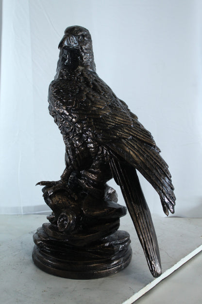 Aluminum Eagle Statue on Tree Stump with Natural Finish 20" x 12" x 14"H