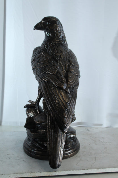 Aluminum Eagle Statue on Tree Stump with Natural Finish 20" x 12" x 14"H