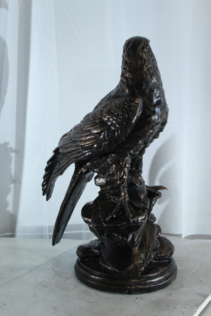 Aluminum Eagle Statue on Tree Stump with Natural Finish 20" x 12" x 14"H