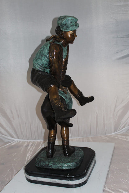 Leapfrog - large Bronze Statue -  Size: 26"L x 14"W x 34"H. 