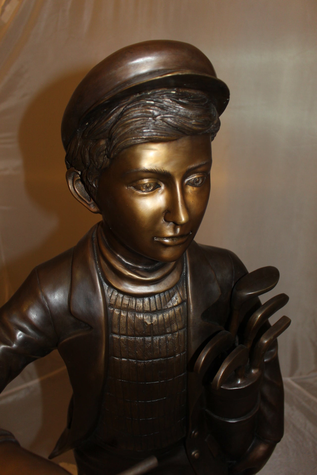 Caddy with light Bronze Statue -  Size: 19"L x 19"W x 42"H. 