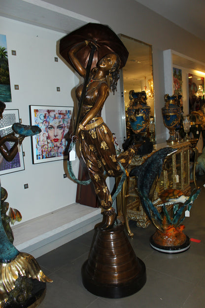 Dancer with umbrella - large Bronze Statue -  Size: 24"L x 42"W x 88"H. 