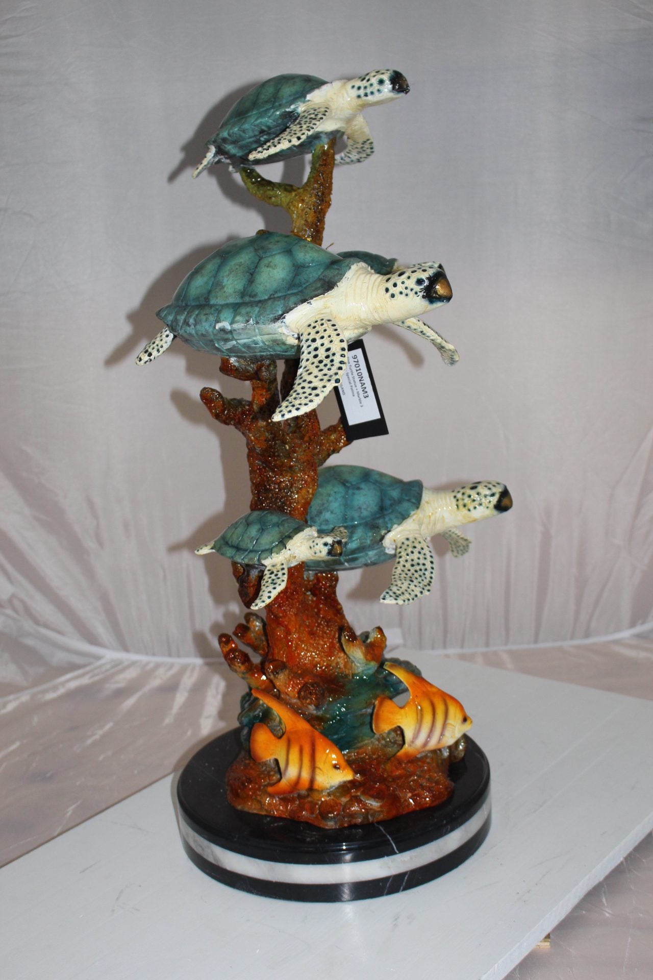 Five Sea Turtles Swimming Bronze Statue -  Size: 20"L x 16"W x 30"H. 