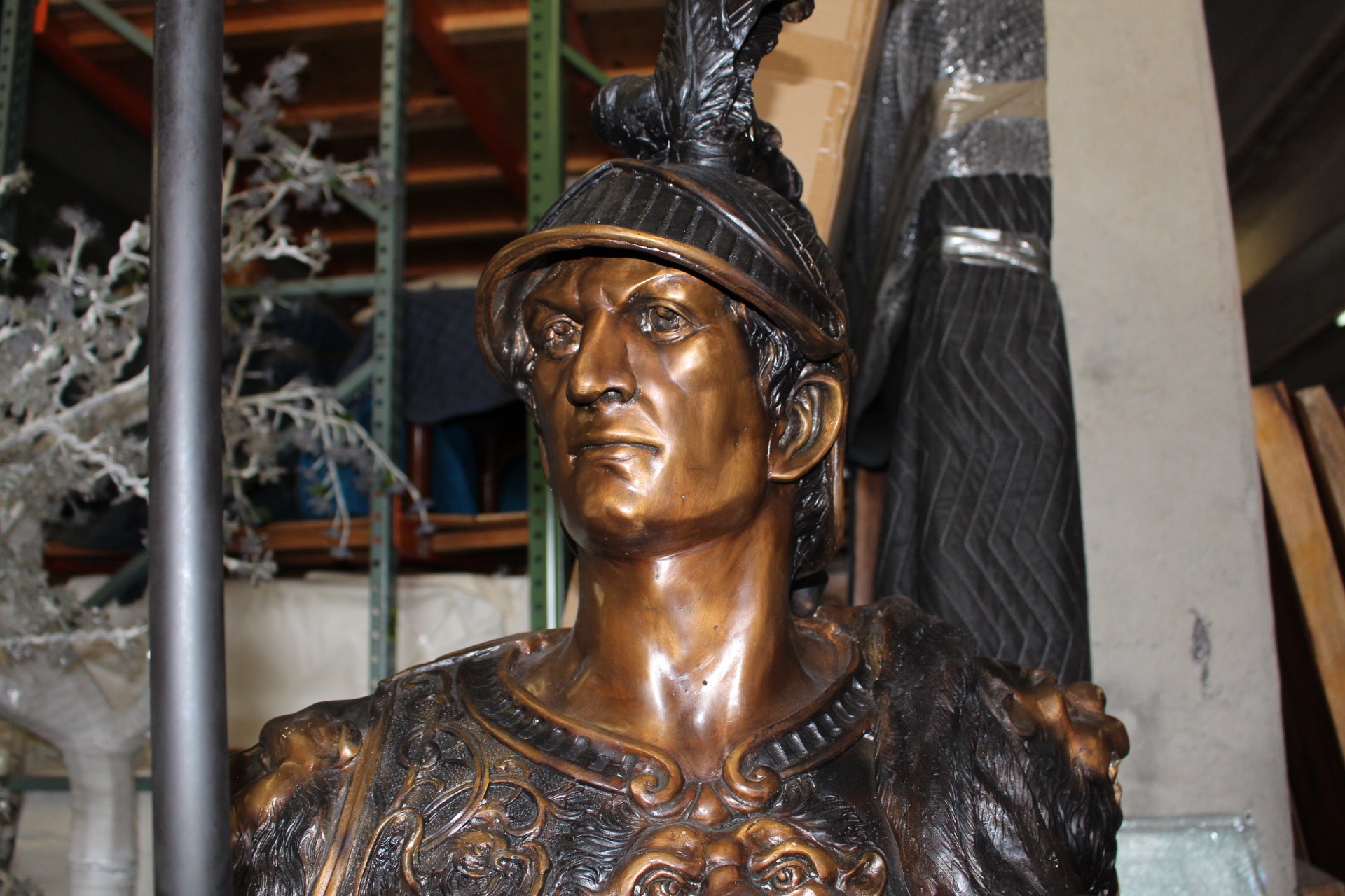 Pair of Roman Warrior lamps Bronze Statues -  Size: 33"L x 24"W x 96"H. 