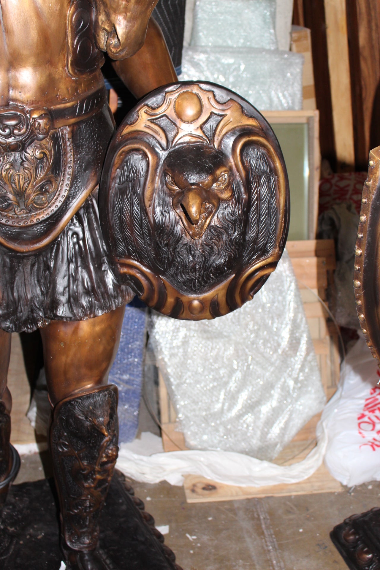 Pair of Roman Warrior lamps Bronze Statues -  Size: 33"L x 24"W x 96"H. 