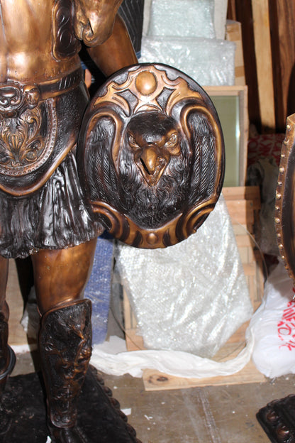 Pair of Roman Warrior lamps Bronze Statues -  Size: 33"L x 24"W x 96"H. 