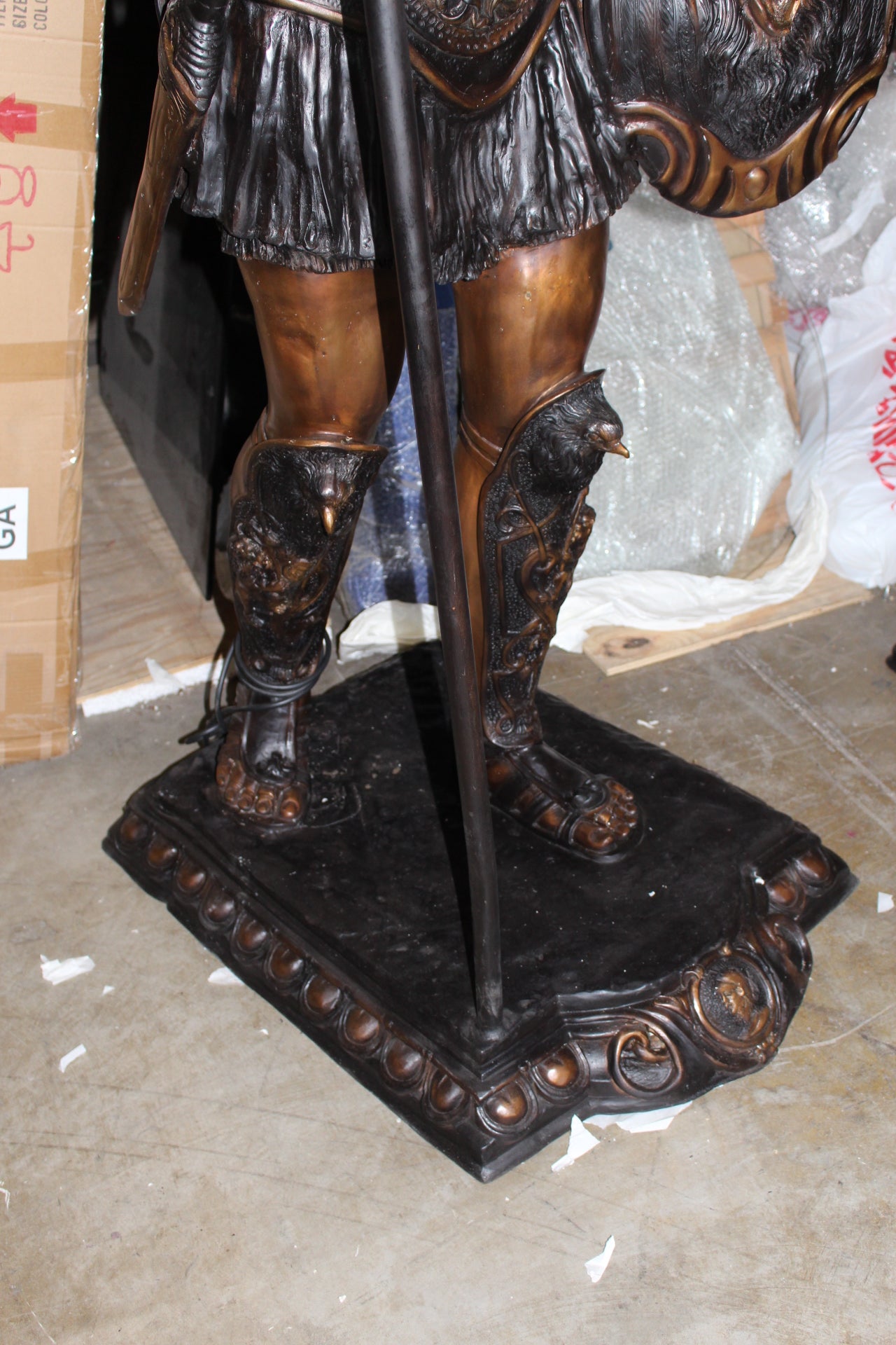 Pair of Roman Warrior lamps Bronze Statues -  Size: 33"L x 24"W x 96"H. 