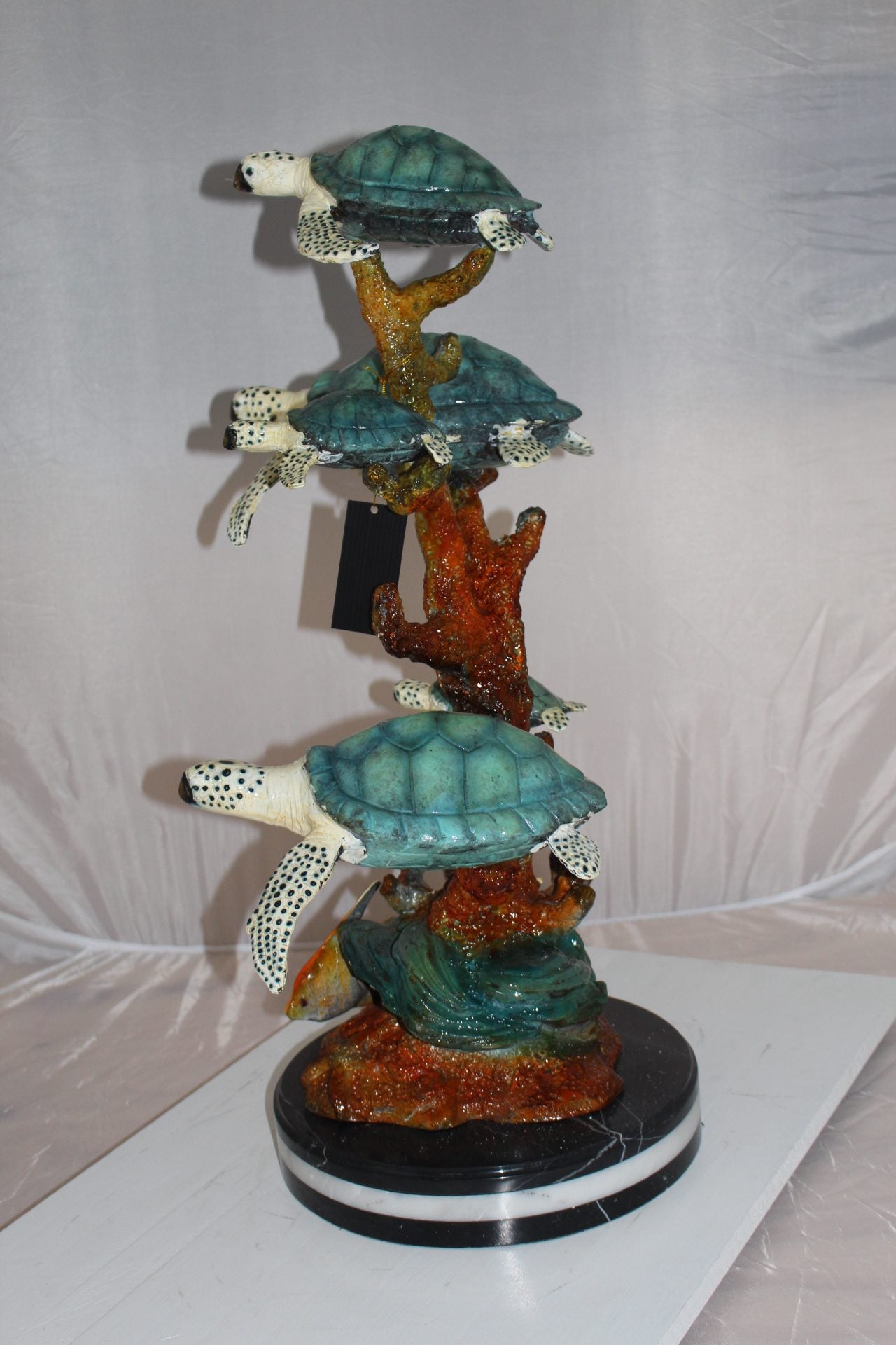 Five Sea Turtles Swimming Bronze Statue -  Size: 20"L x 16"W x 30"H. 