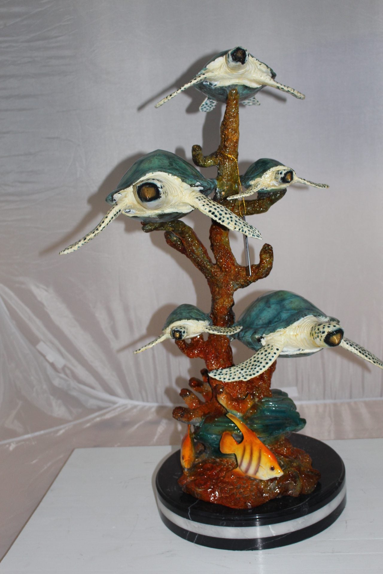 Five Sea Turtles Swimming Bronze Statue -  Size: 20"L x 16"W x 30"H. 