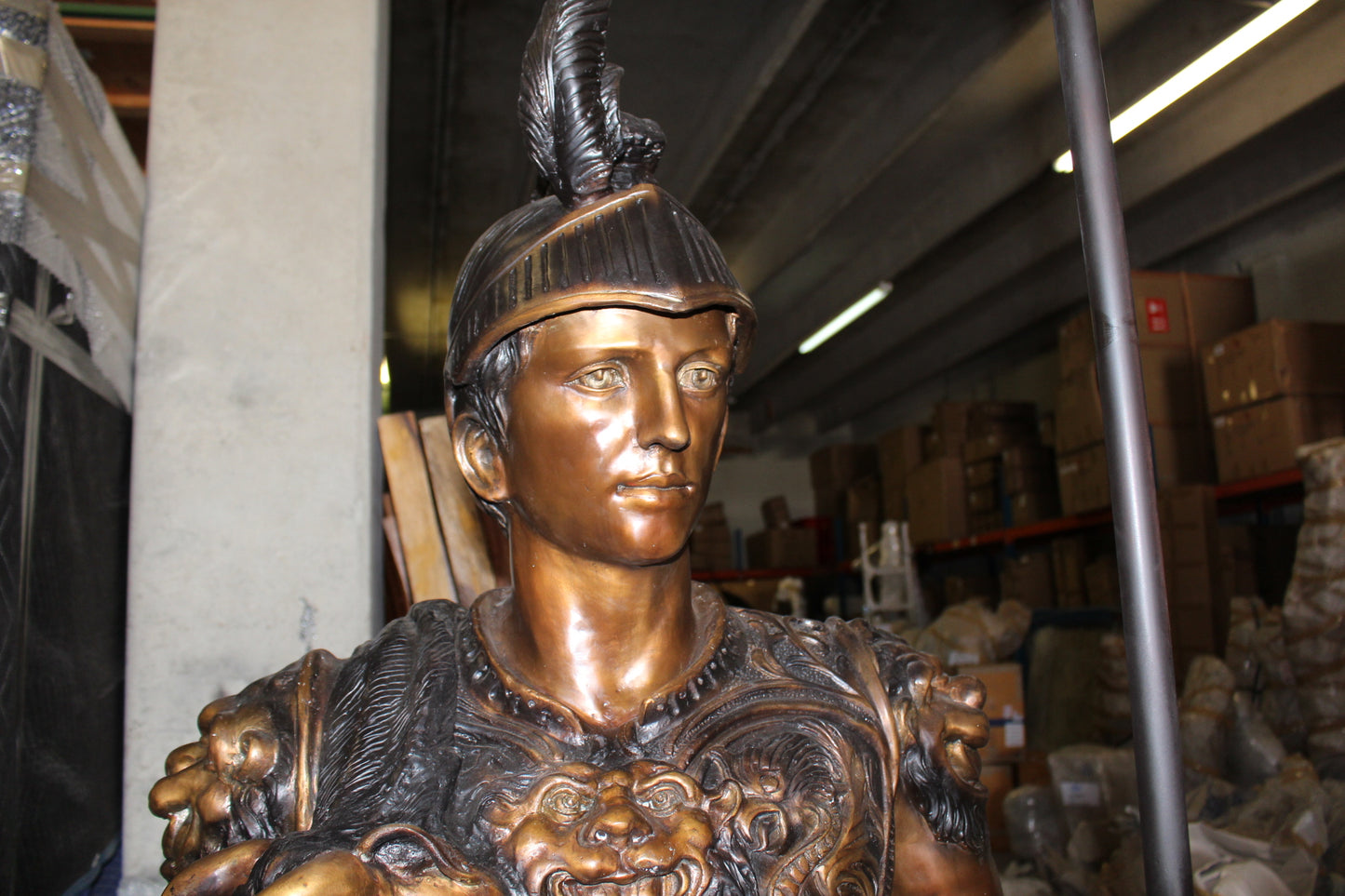 Pair of Roman Warrior lamps Bronze Statues -  Size: 33"L x 24"W x 96"H. 