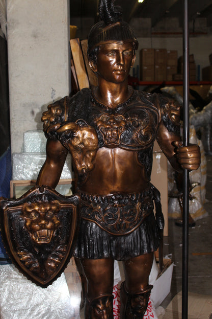 Pair of Roman Warrior lamps Bronze Statues -  Size: 33"L x 24"W x 96"H. 