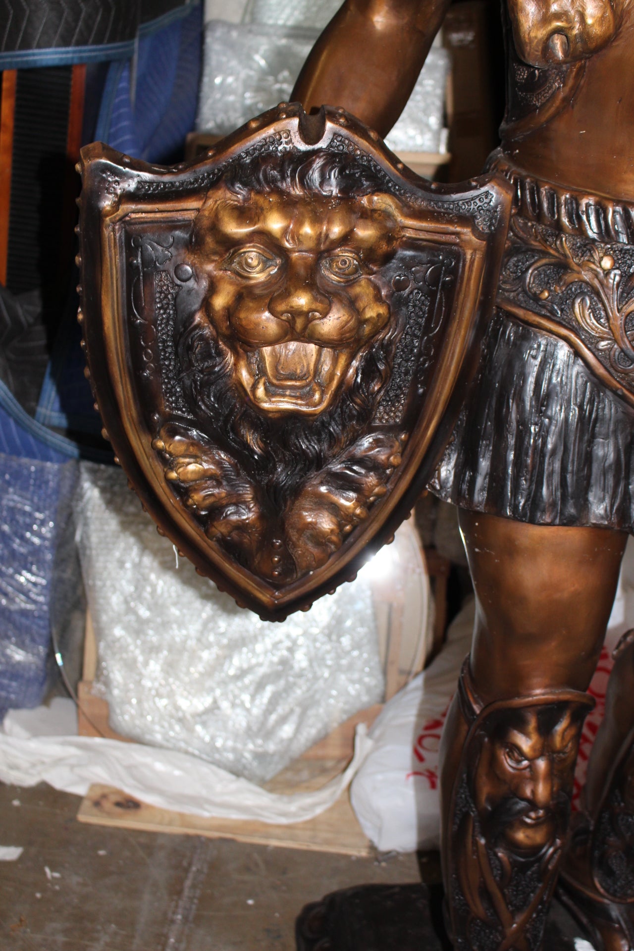 Pair of Roman Warrior lamps Bronze Statues -  Size: 33"L x 24"W x 96"H. 