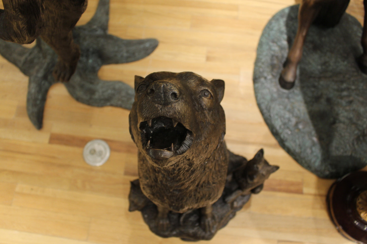 Wolf and Cubs Bronze Statue -  Size: 24"L x 17"W x 48"H. 