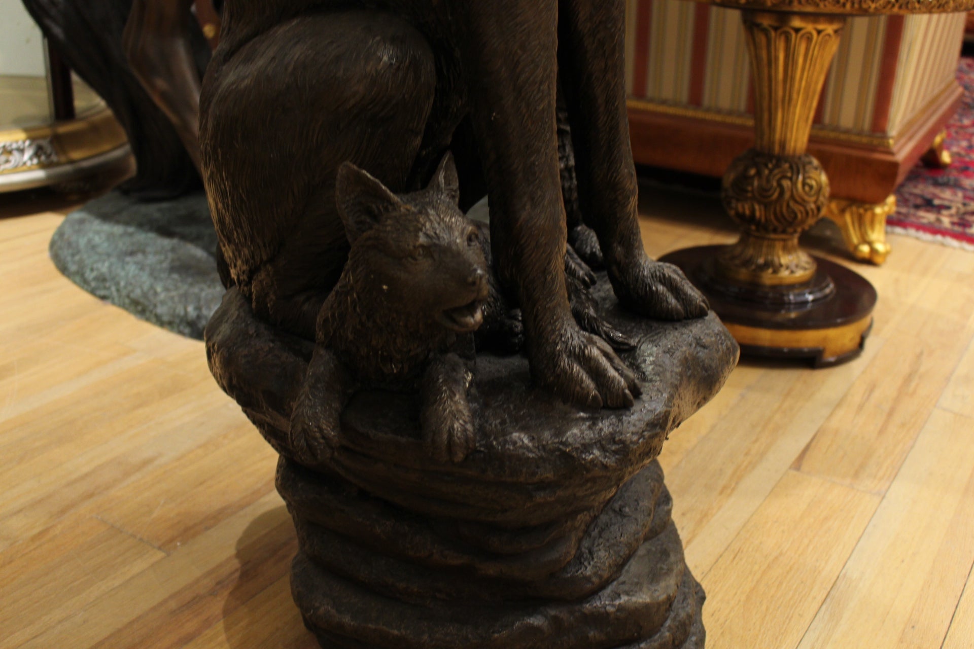 Wolf and Cubs Bronze Statue -  Size: 24"L x 17"W x 48"H. 
