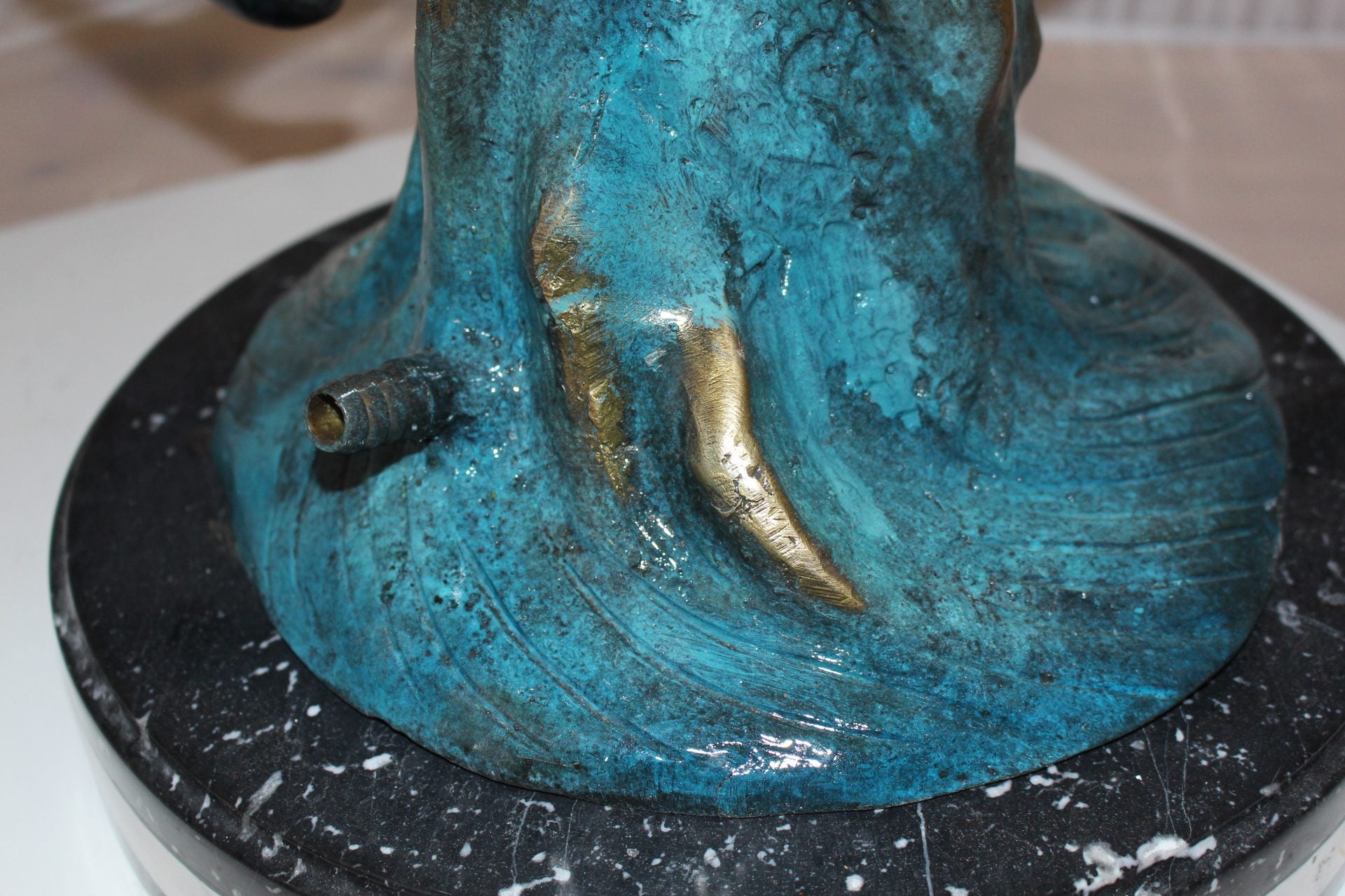 Mermaid with 2 dolphins Bronze Statue -  Size: 14"L x 14"W x 28"H. 