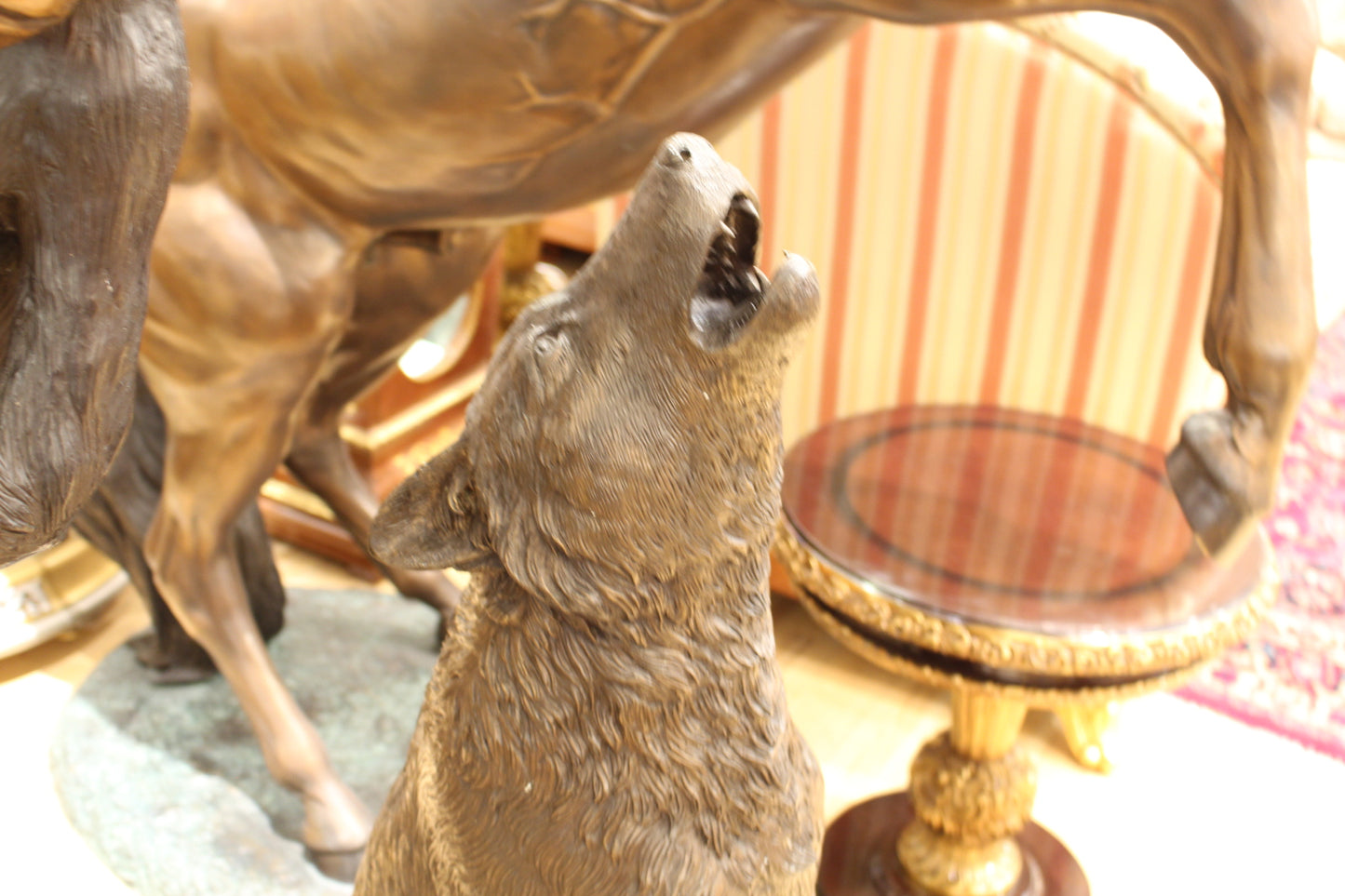 Wolf and Cubs Bronze Statue -  Size: 24"L x 17"W x 48"H. 
