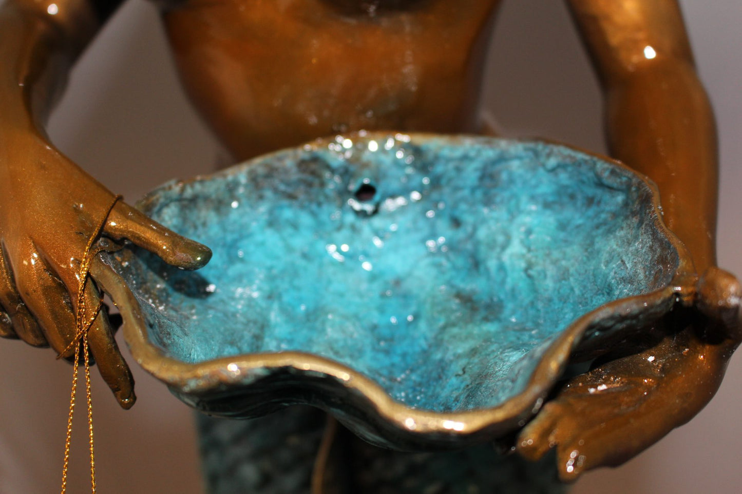 Mermaid with 2 dolphins Bronze Statue -  Size: 14"L x 14"W x 28"H. 
