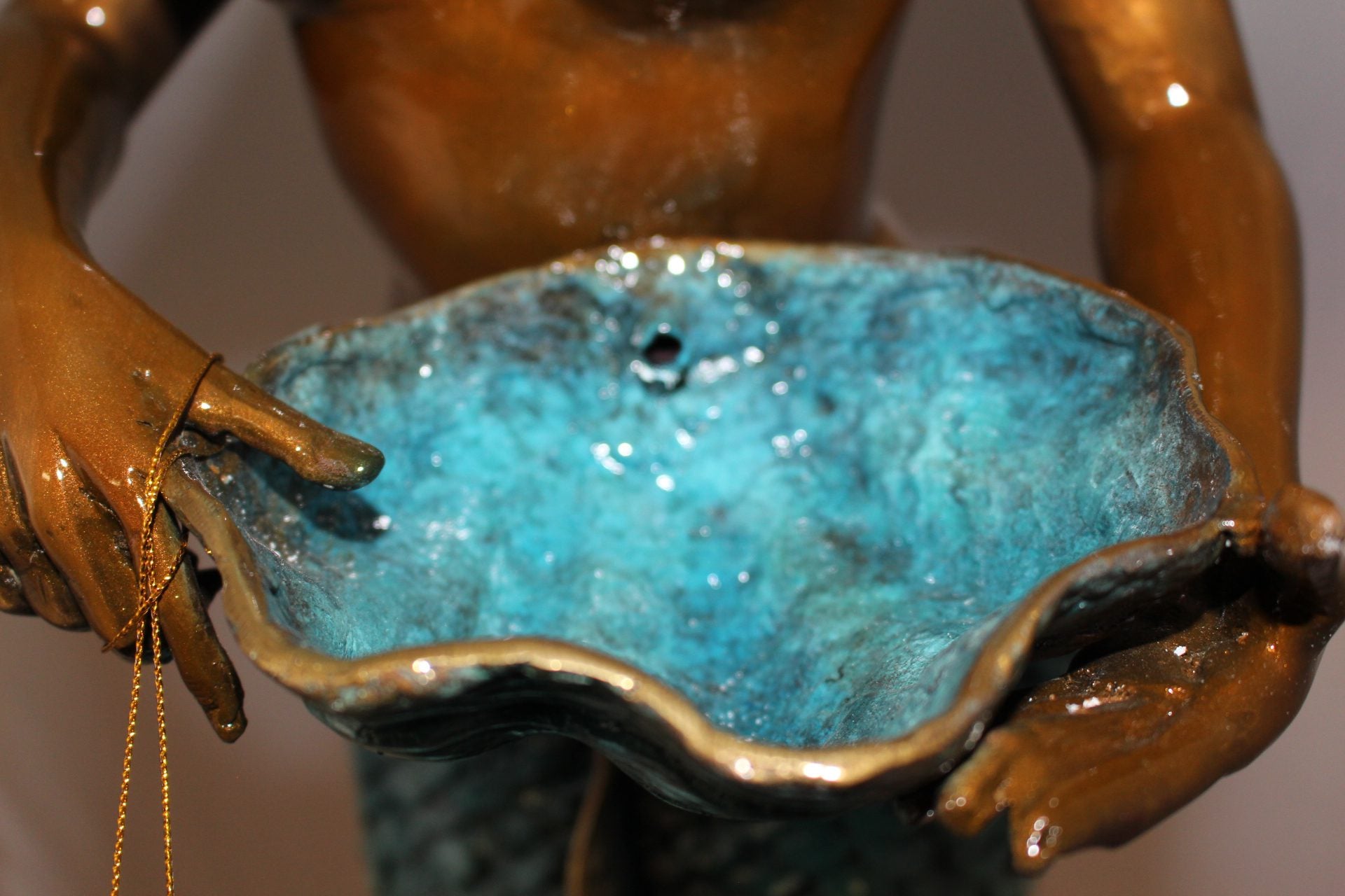 Mermaid with 2 dolphins Bronze Statue -  Size: 14"L x 14"W x 28"H. 
