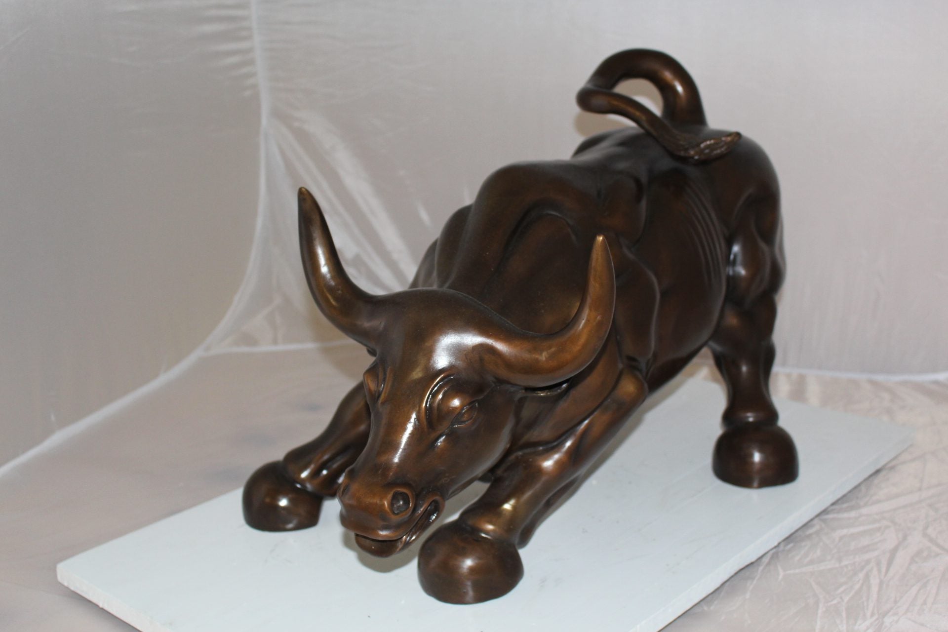 Wall street Bull -large Bronze Statue -  Size: 28"L x 16"W x 22"H. 