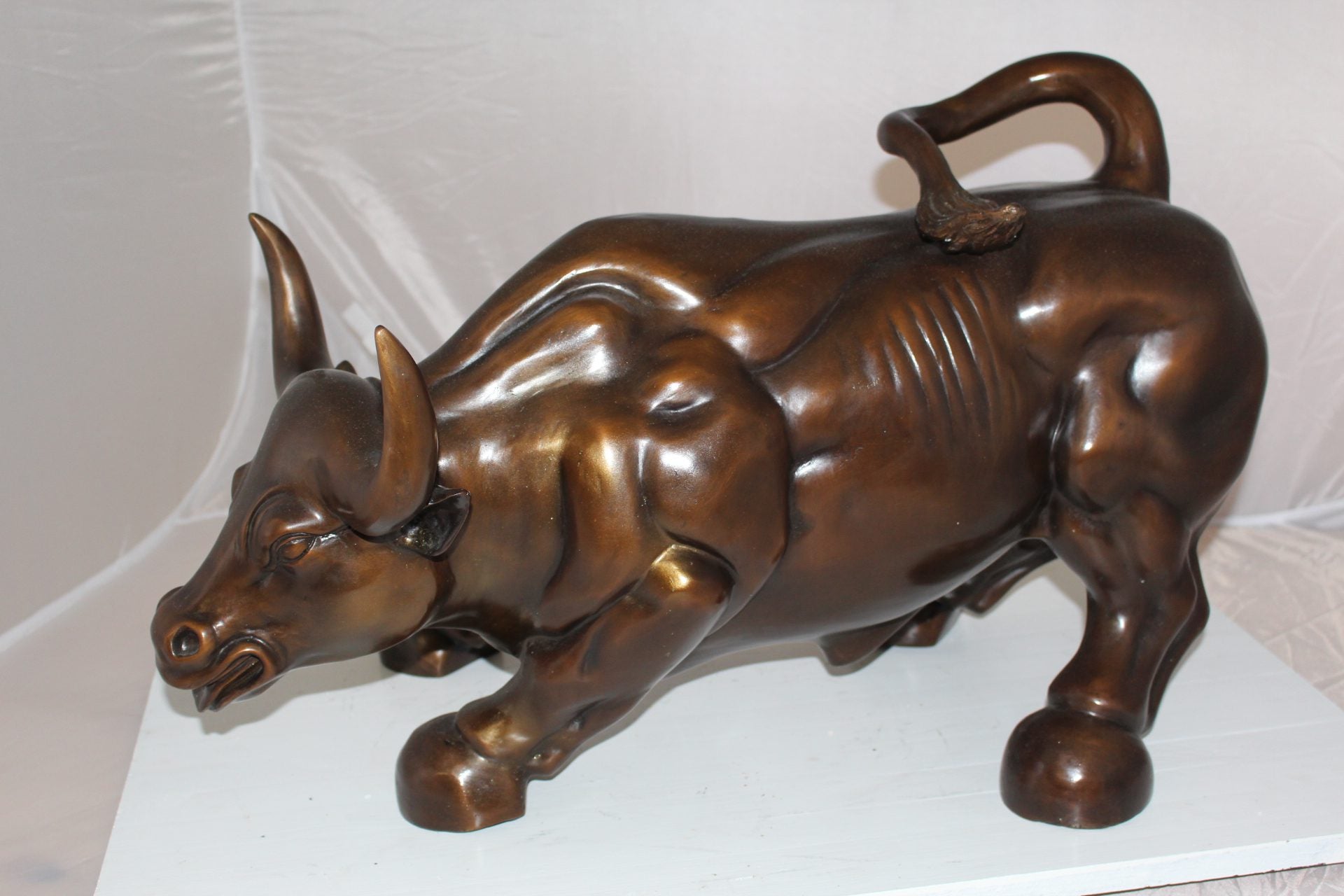 Wall street Bull -large Bronze Statue -  Size: 28"L x 16"W x 22"H. 