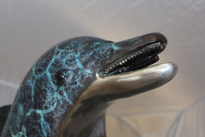 Two Dolphins fountain Bronze Statue -  Size: 22"L x 12"W x 46"H. 